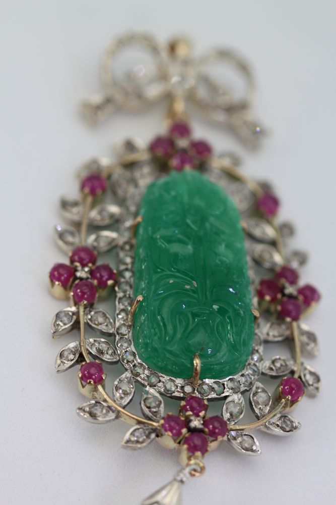Antique Carved Chrysoprase Pendant