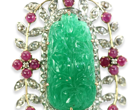 Antique Carved Chrysoprase Pendant