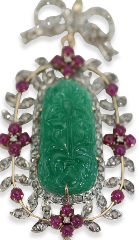 Antique Carved Chrysoprase Pendant