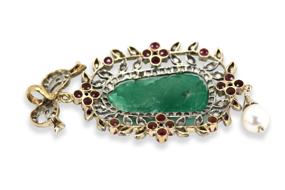 Antique Carved Chrysoprase Pendant