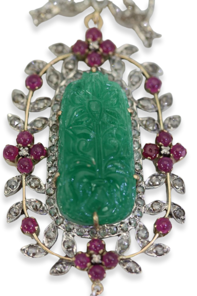 Antique Carved Chrysoprase Pendant