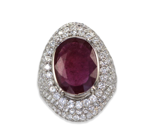 Ruby & Diamond Ring 18k White Gold