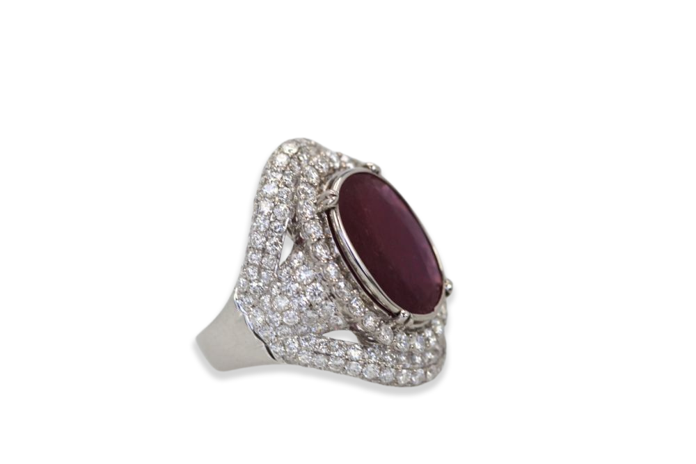 Ruby & Diamond Ring 18k White Gold