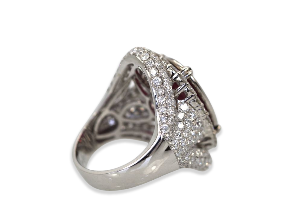 Ruby & Diamond Ring 18k White Gold