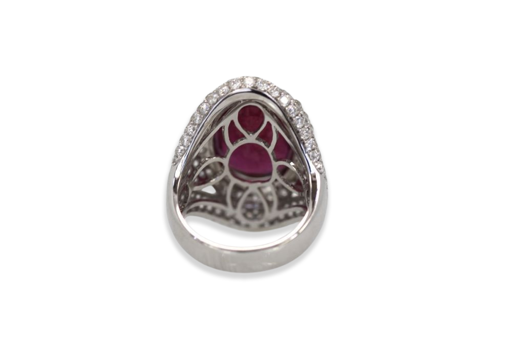Ruby & Diamond Ring 18k White Gold