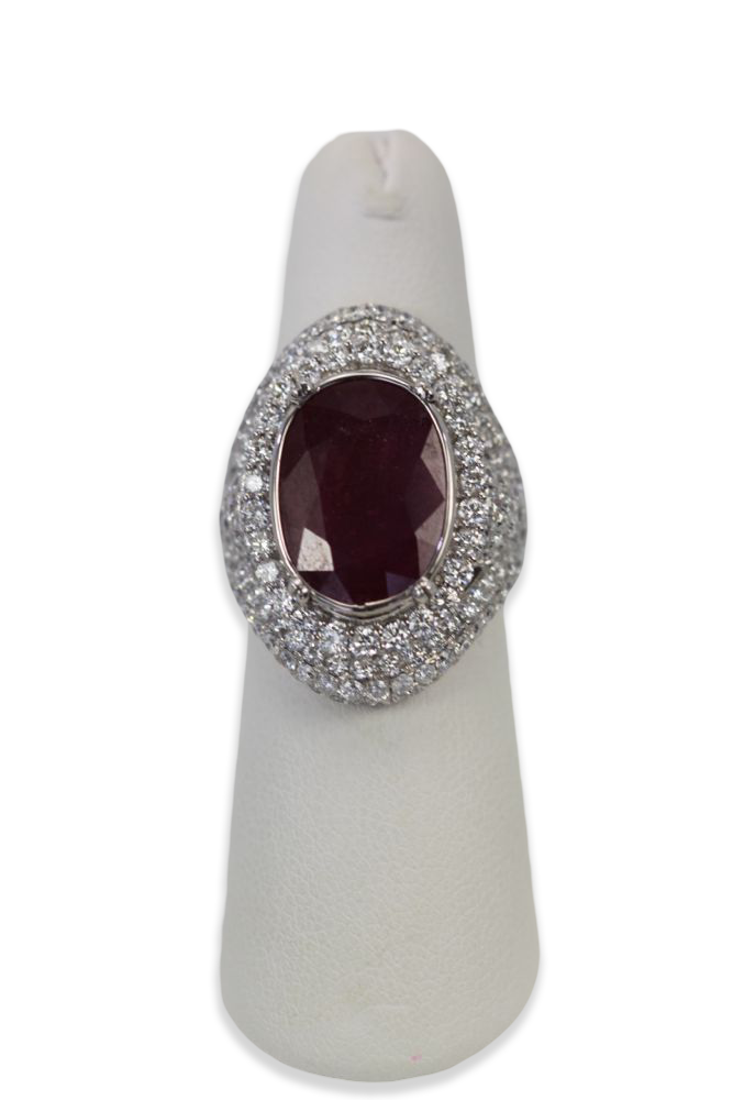 Ruby & Diamond Ring 18k White Gold