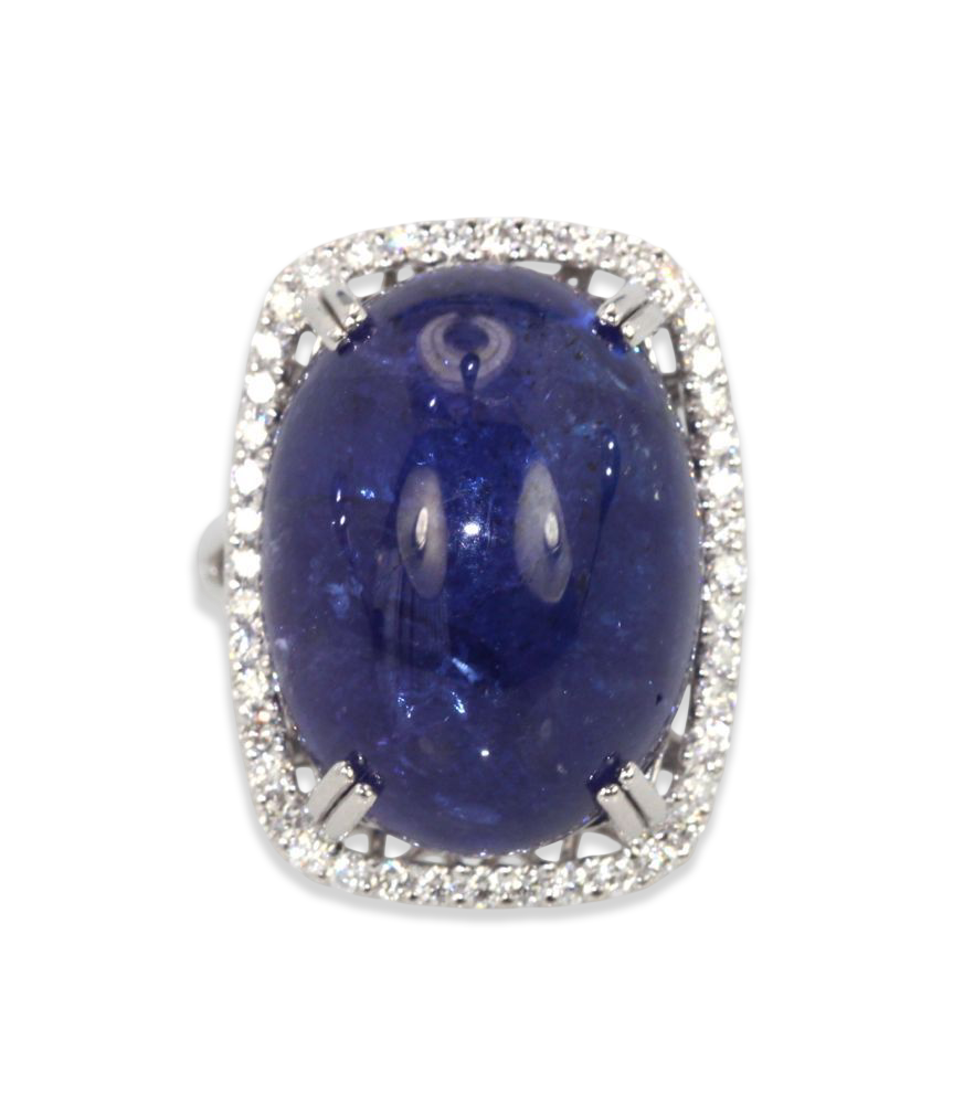 Tanzanite 35.39 Ct Cabochon High Dome Ladies Ring