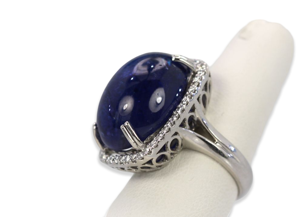 Tanzanite 35.39 Ct Cabochon High Dome Ladies Ring