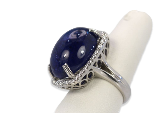 Tanzanite 35.39 Ct Cabochon High Dome Ladies Ring