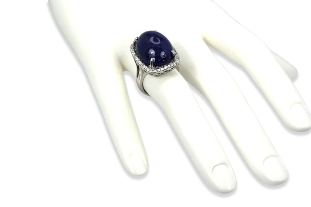 Tanzanite 35.39 Ct Cabochon High Dome Ladies Ring