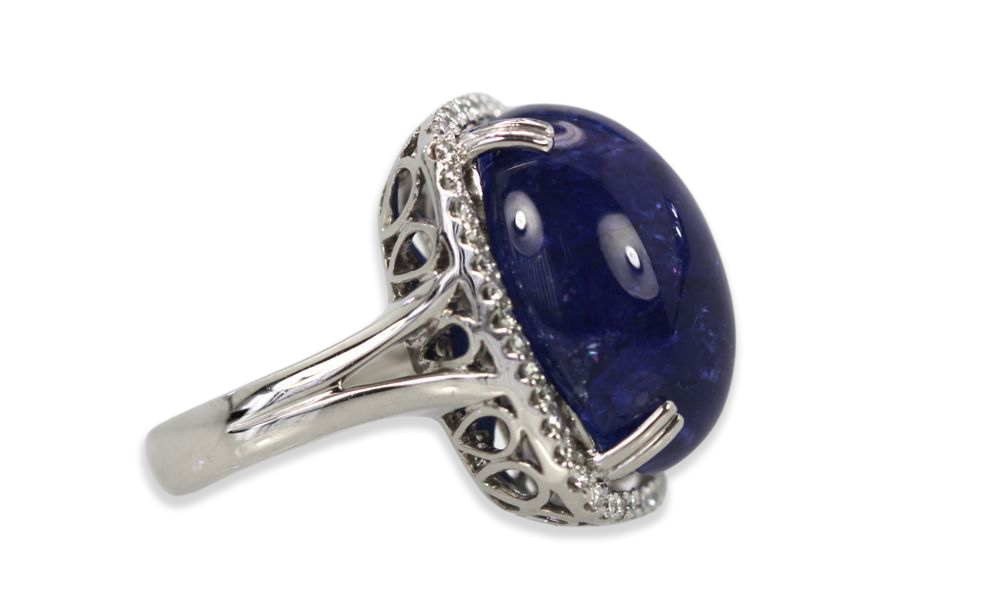 Tanzanite 35.39 Ct Cabochon High Dome Ladies Ring