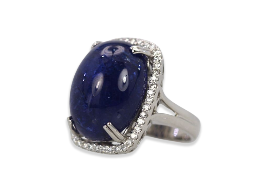 Tanzanite 35.39 Ct Cabochon High Dome Ladies Ring
