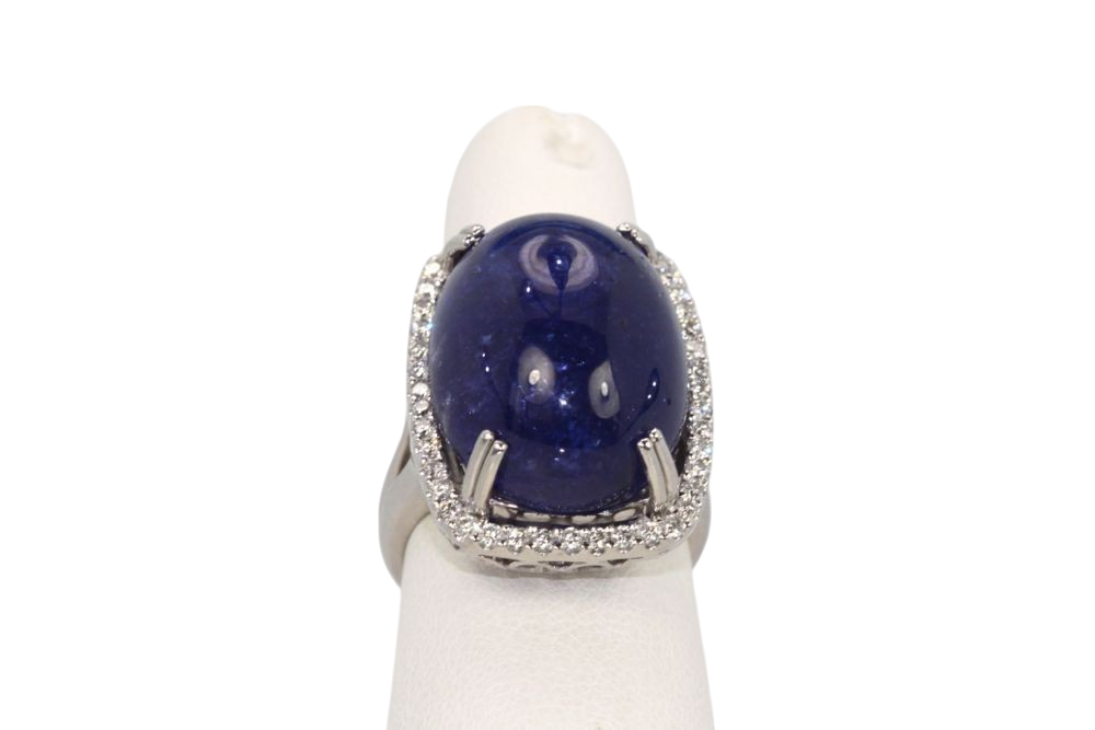 Tanzanite 35.39 Ct Cabochon High Dome Ladies Ring