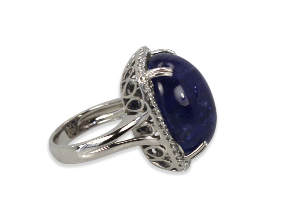Tanzanite 35.39 Ct Cabochon High Dome Ladies Ring