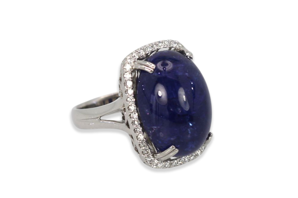 Tanzanite 35.39 Ct Cabochon High Dome Ladies Ring