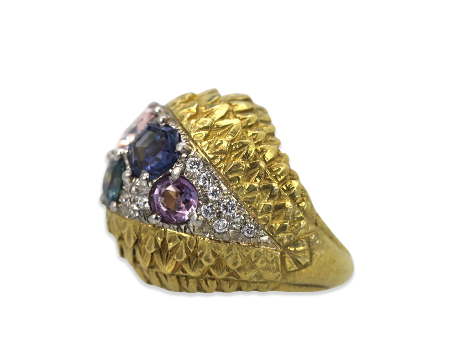 David Webb Fancy Sapphire Bombe Ring