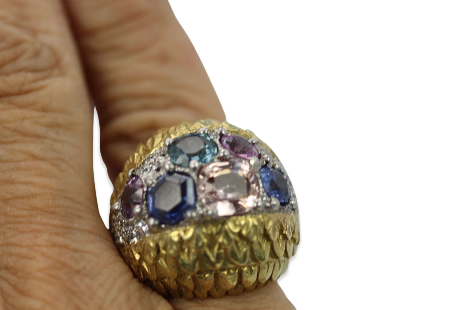 David Webb Fancy Sapphire Bombe Ring
