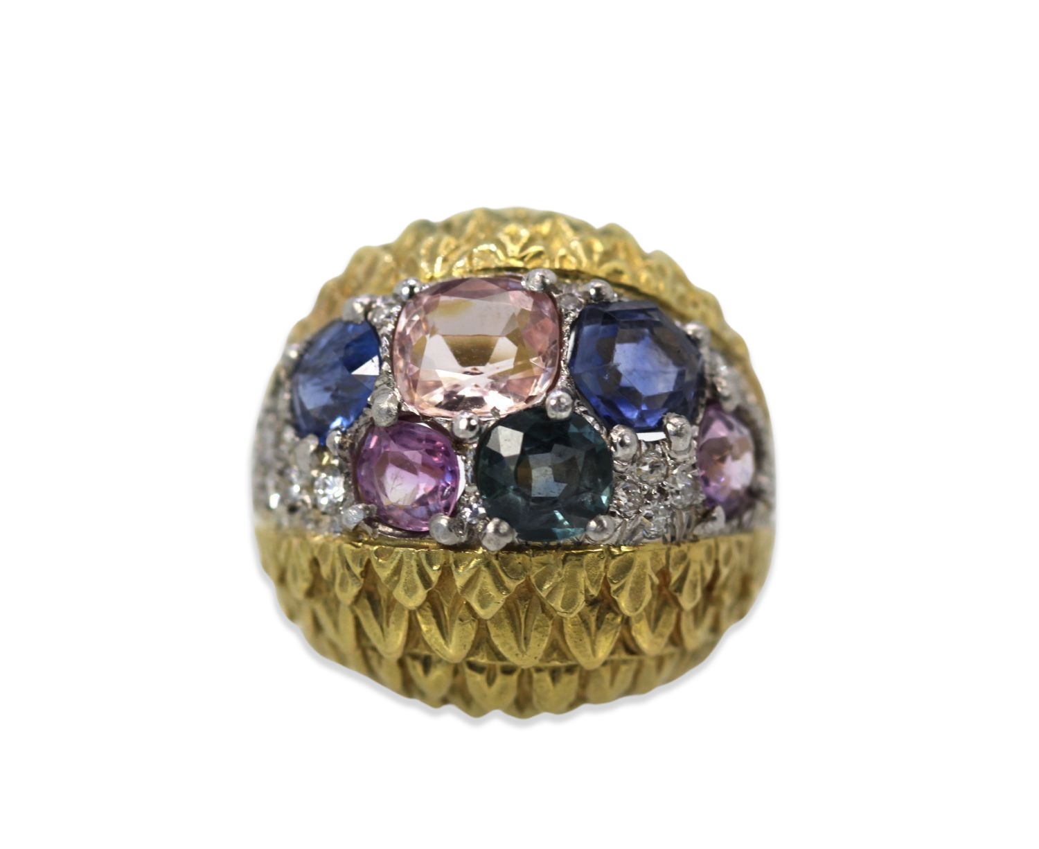 David Webb Fancy Sapphire Bombe Ring