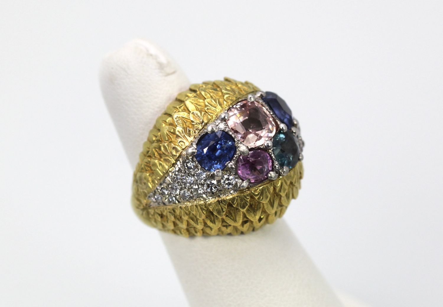 David Webb Fancy Sapphire Bombe Ring