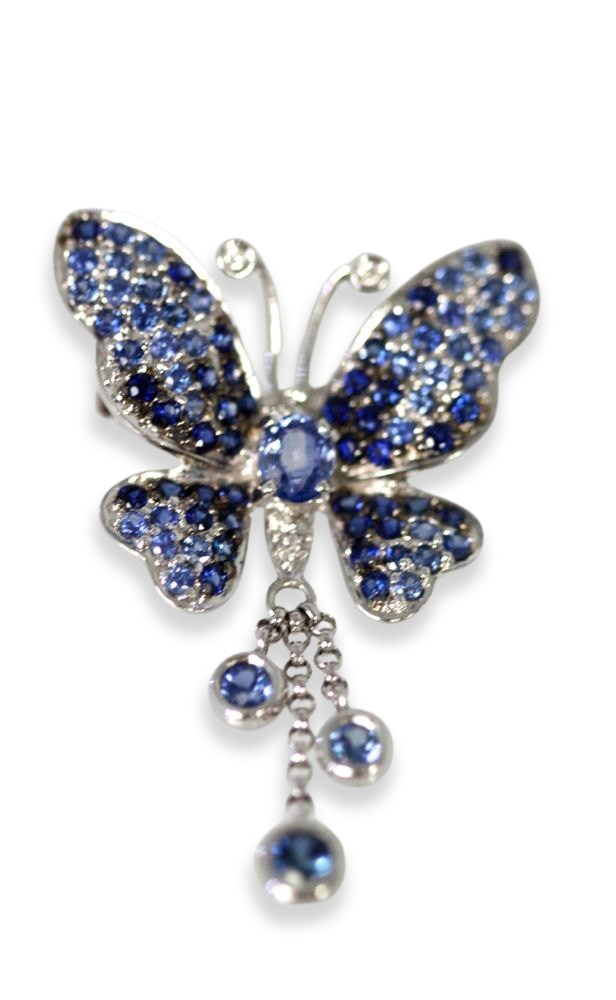 Blue Sapphire Butterfly Pin