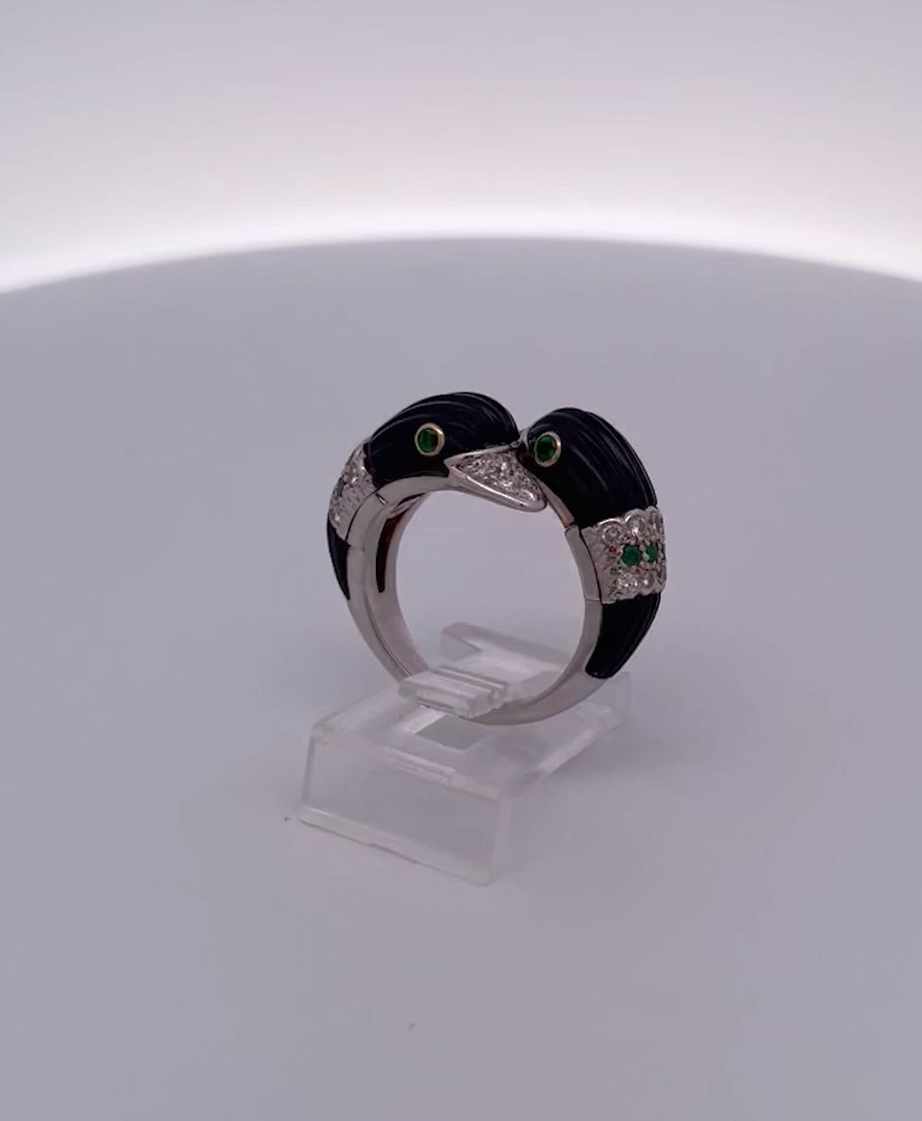 Van Cleef & Arpels Carved Onyx Double Swan Ring