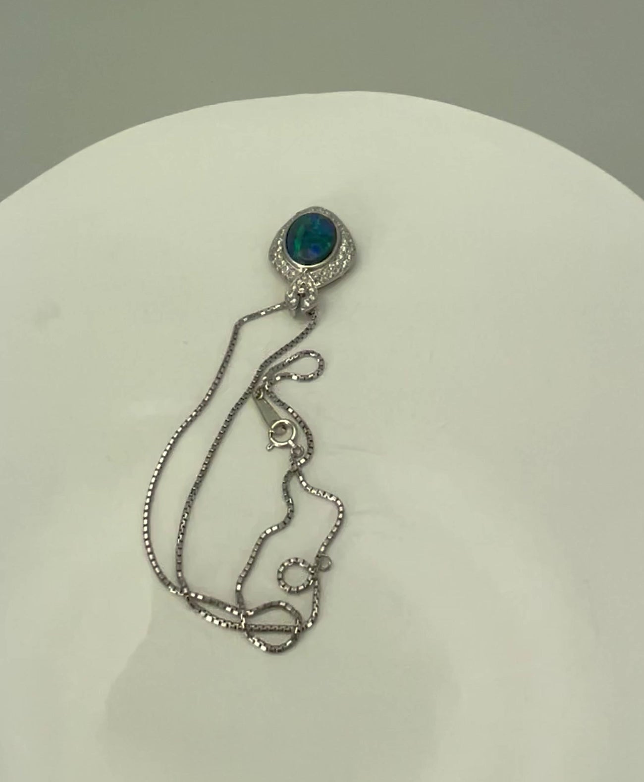 Black Opal Platinum Diamond Pendant