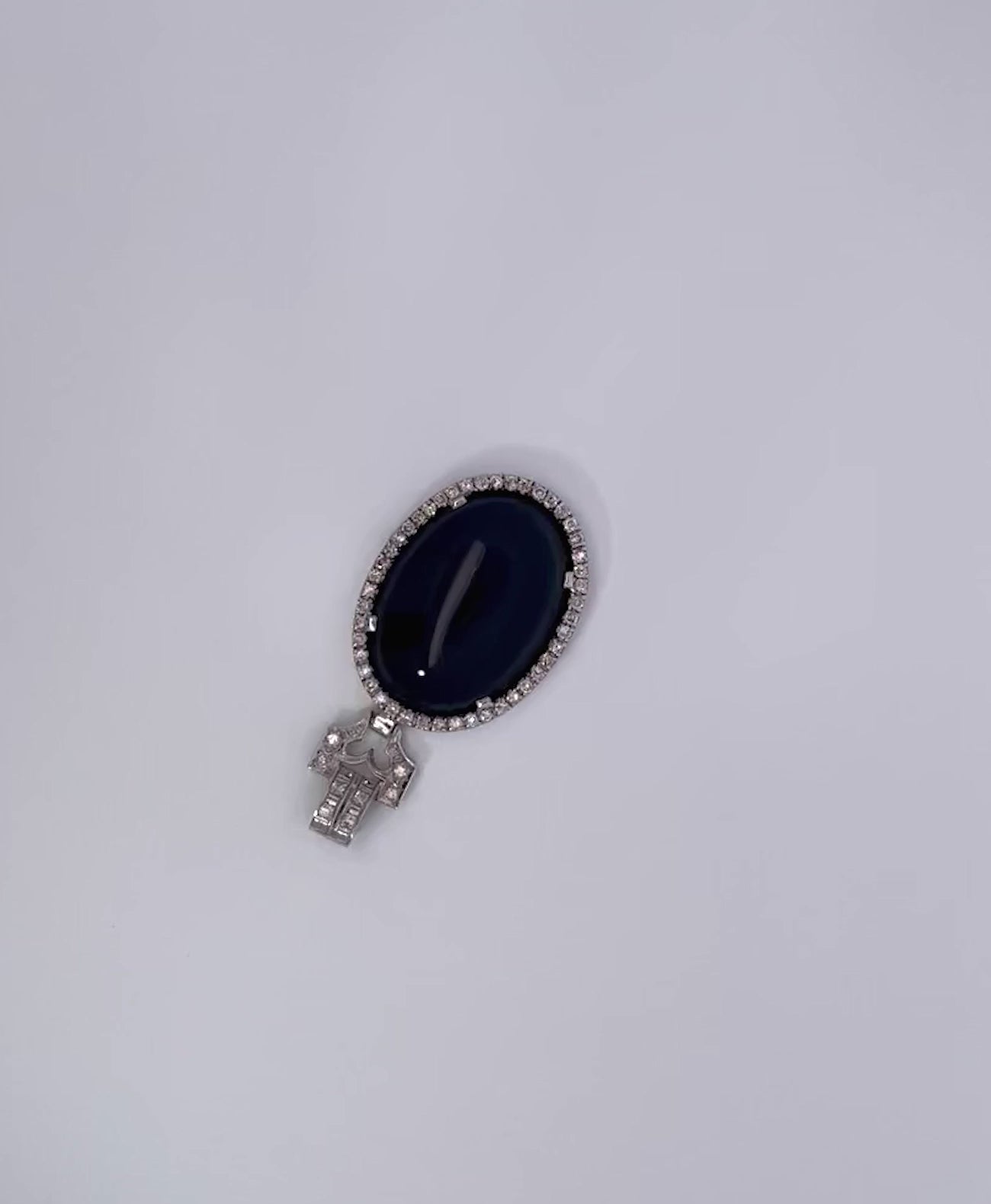 Art Deco Onyx Pendant Diamond Surround