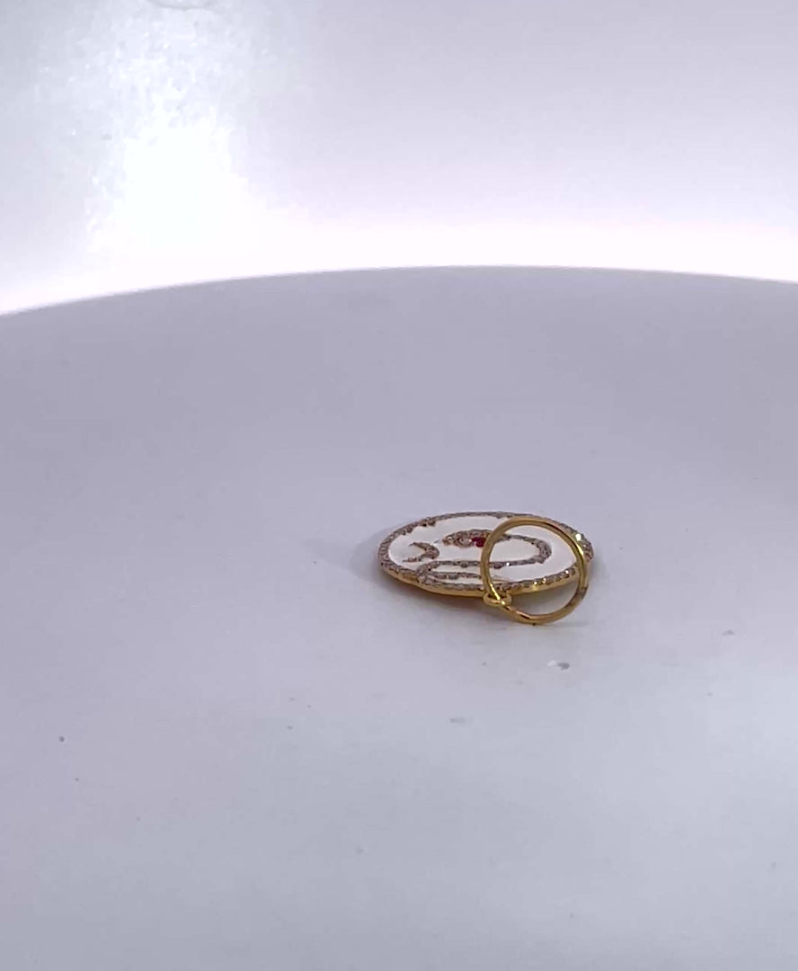 Snake Pendant Diamond Ruby Crescent 14K