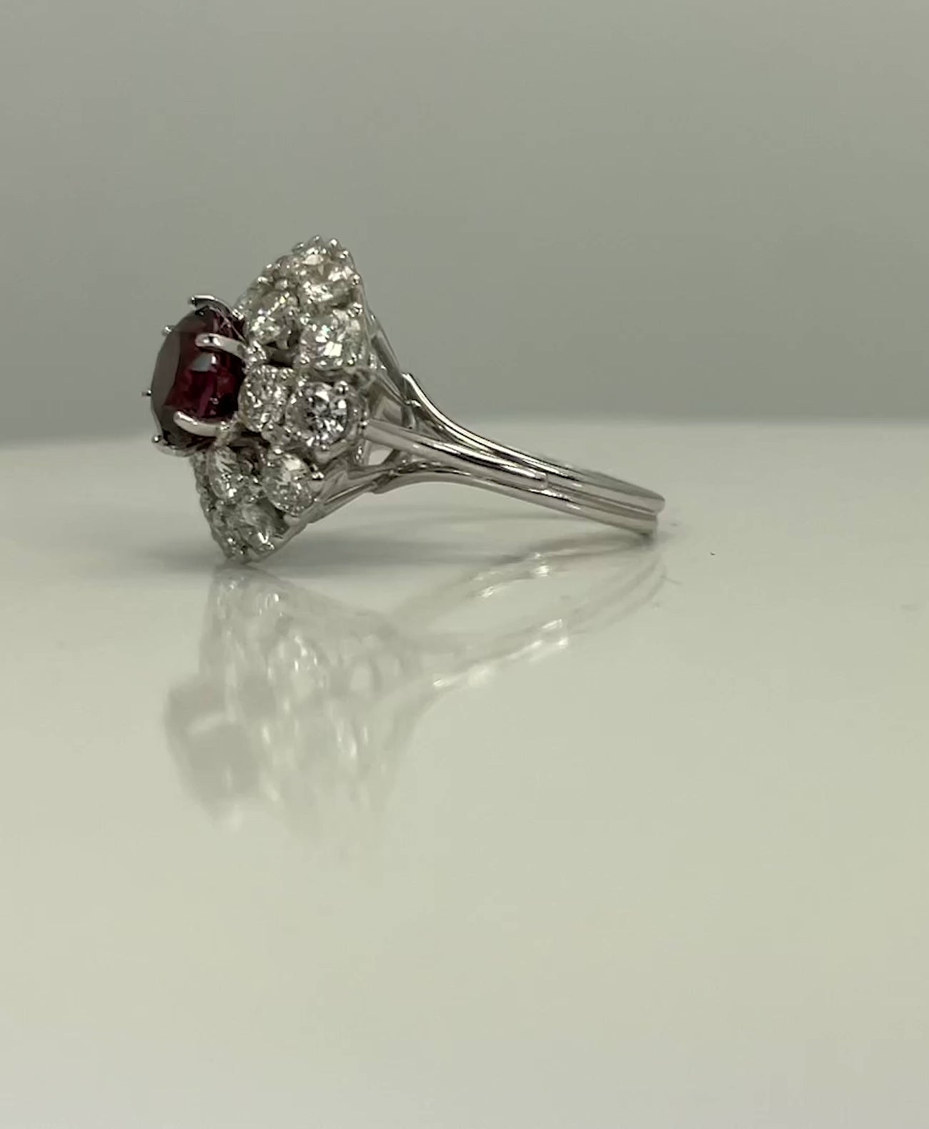 Natural Garnet Rhodolite Diamond Ring