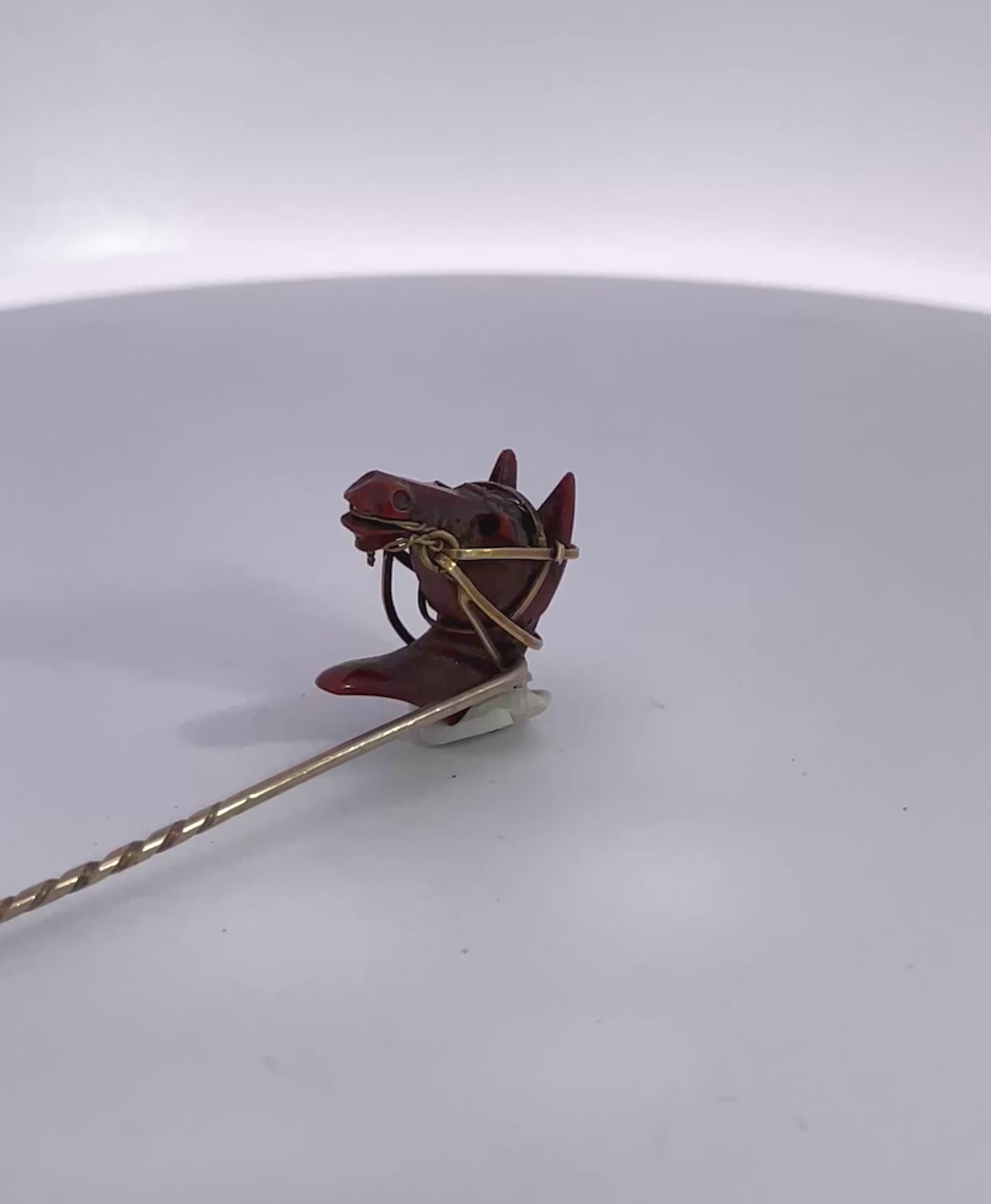 19th Century Carved Horse Head stickpin