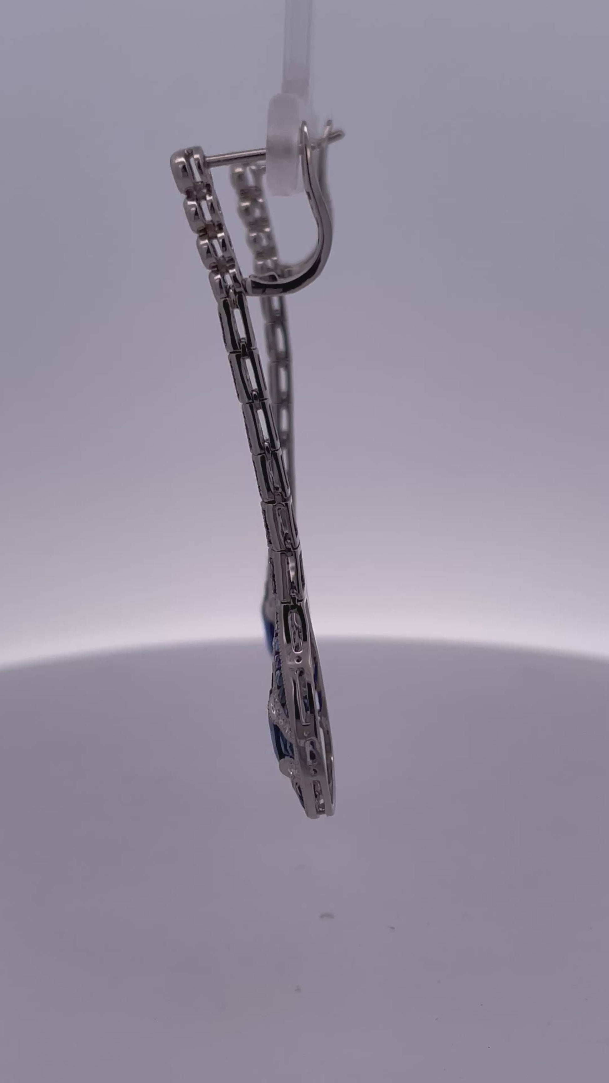 Art Deco Sapphire and Diamond drop Earrings