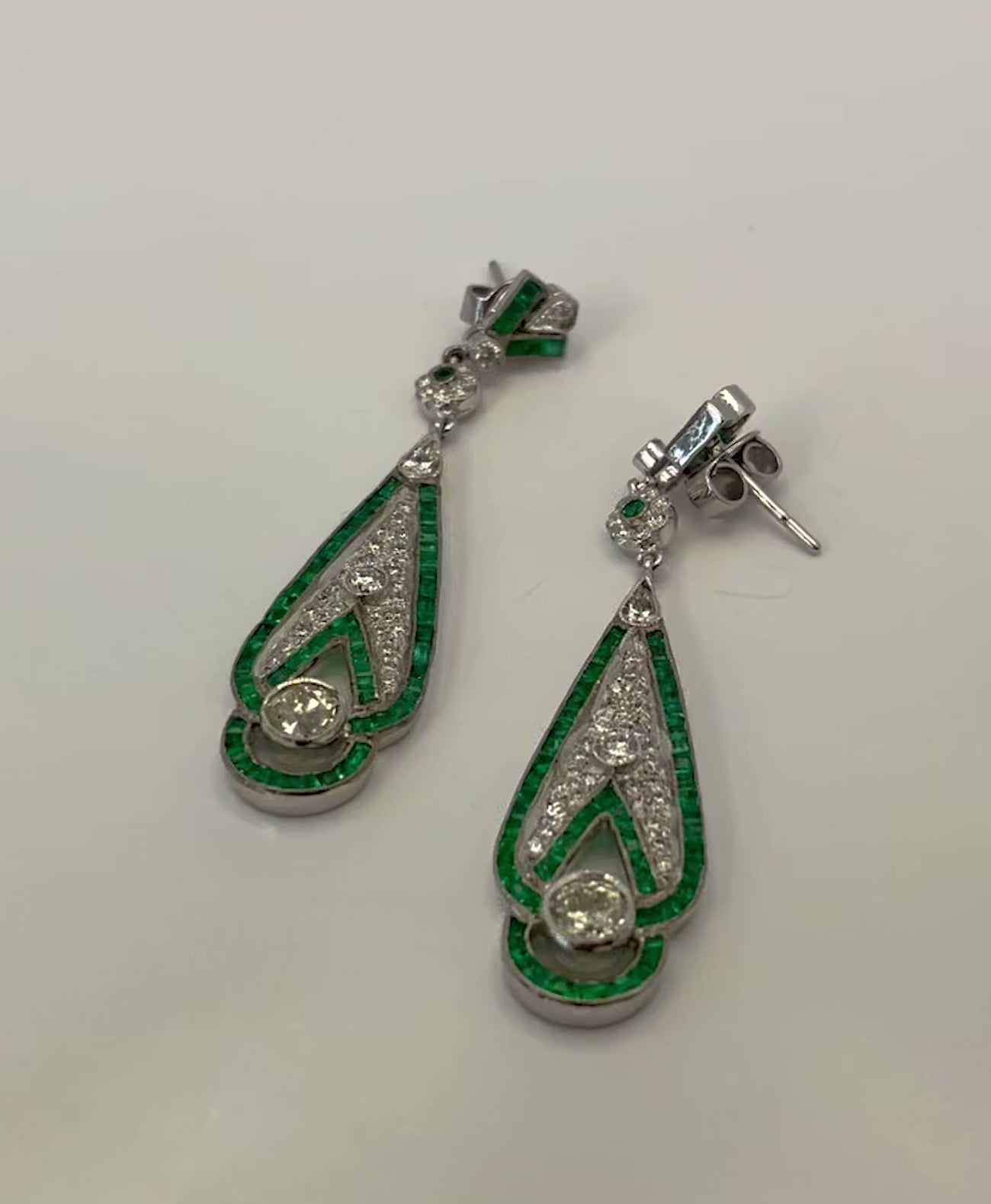 Emerald Diamond Pendant Earrings 18K