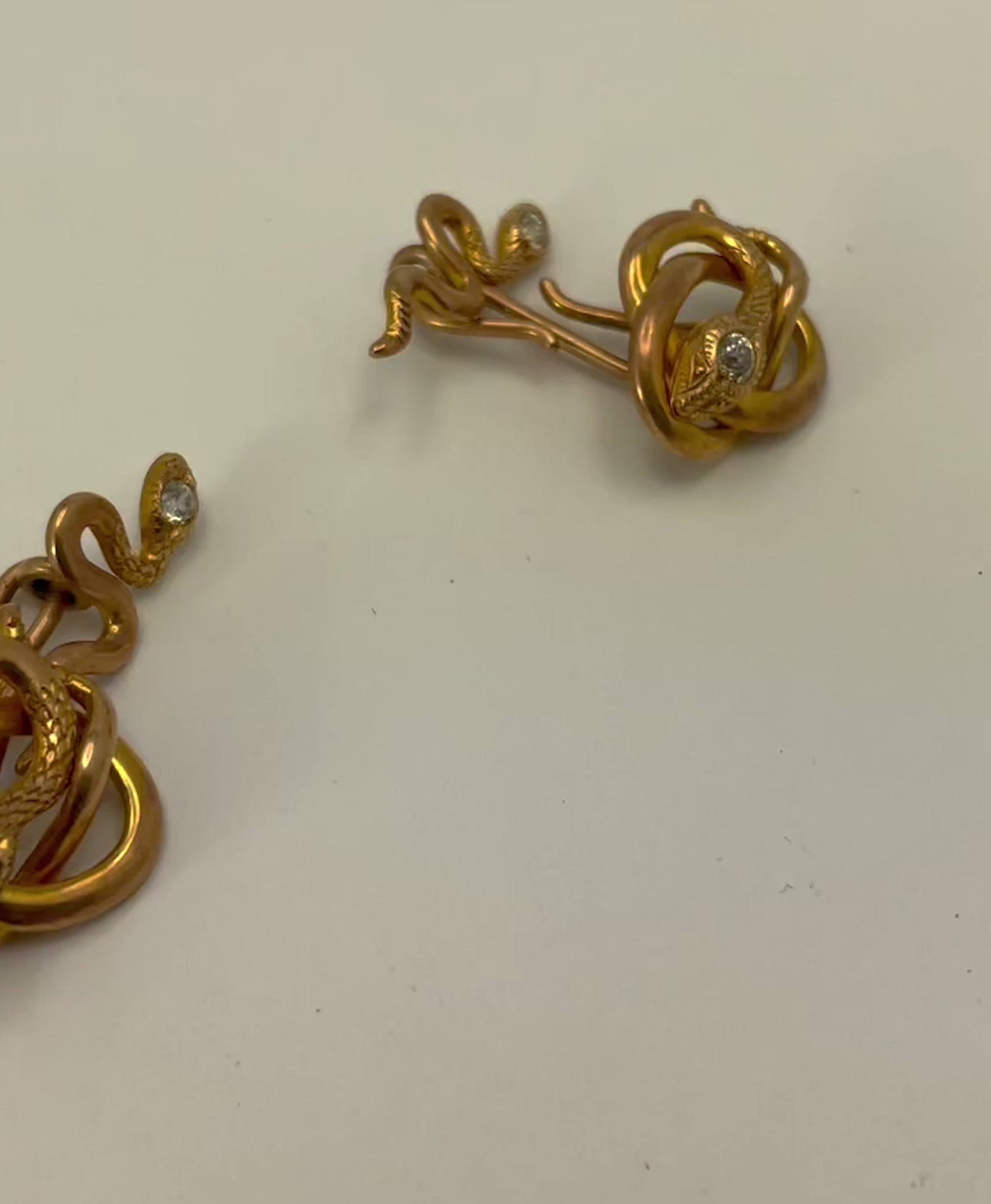 Snake Serpent Cufflinks 14K Yellow Gold
