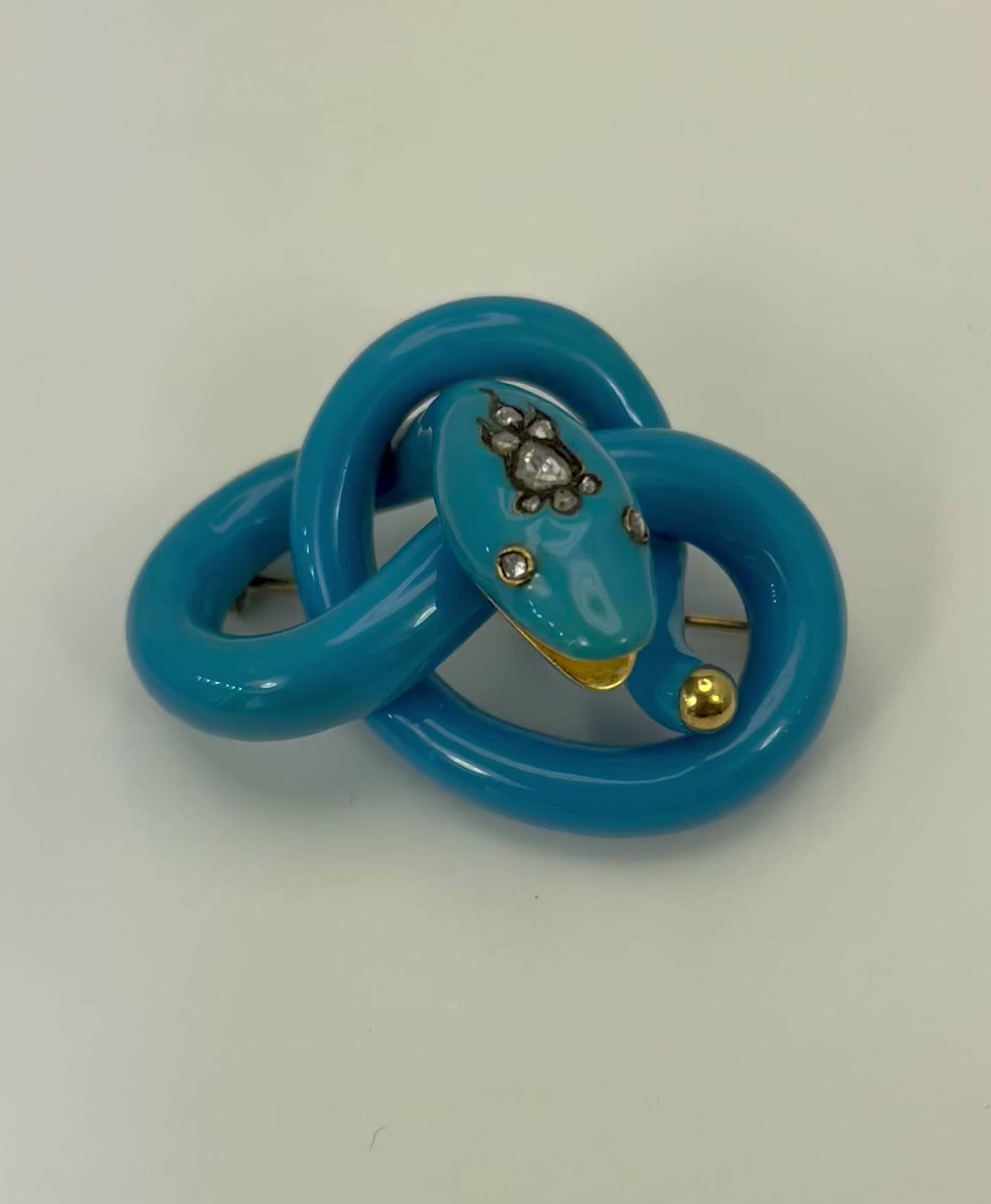 Victorian Enamel Diamond head Snake Brooch
