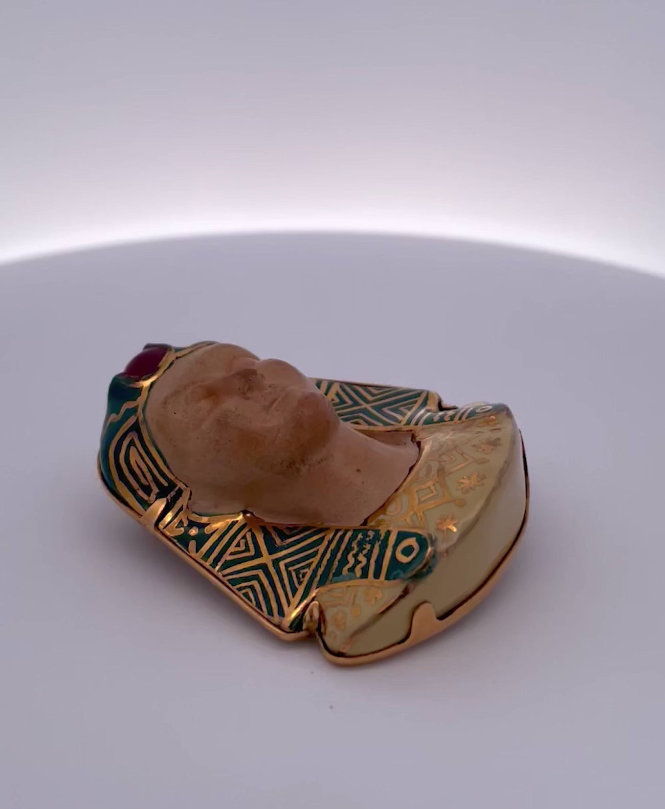 Huge Egyptian Revival Pharaoh Brooch 18K