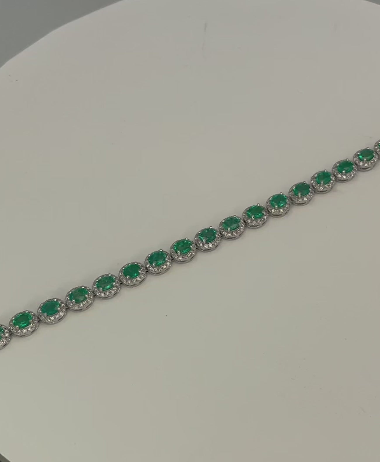 Emerald Diamond Platinum link Bracelet