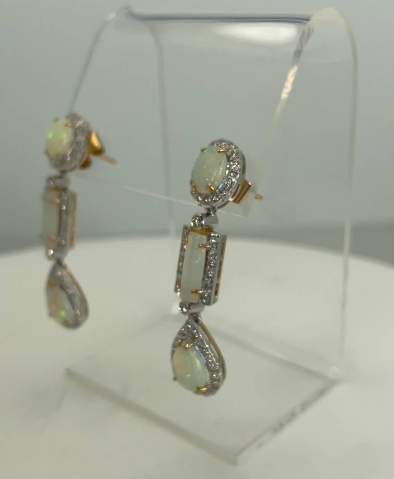Opal Diamond 18K Drop Earrings