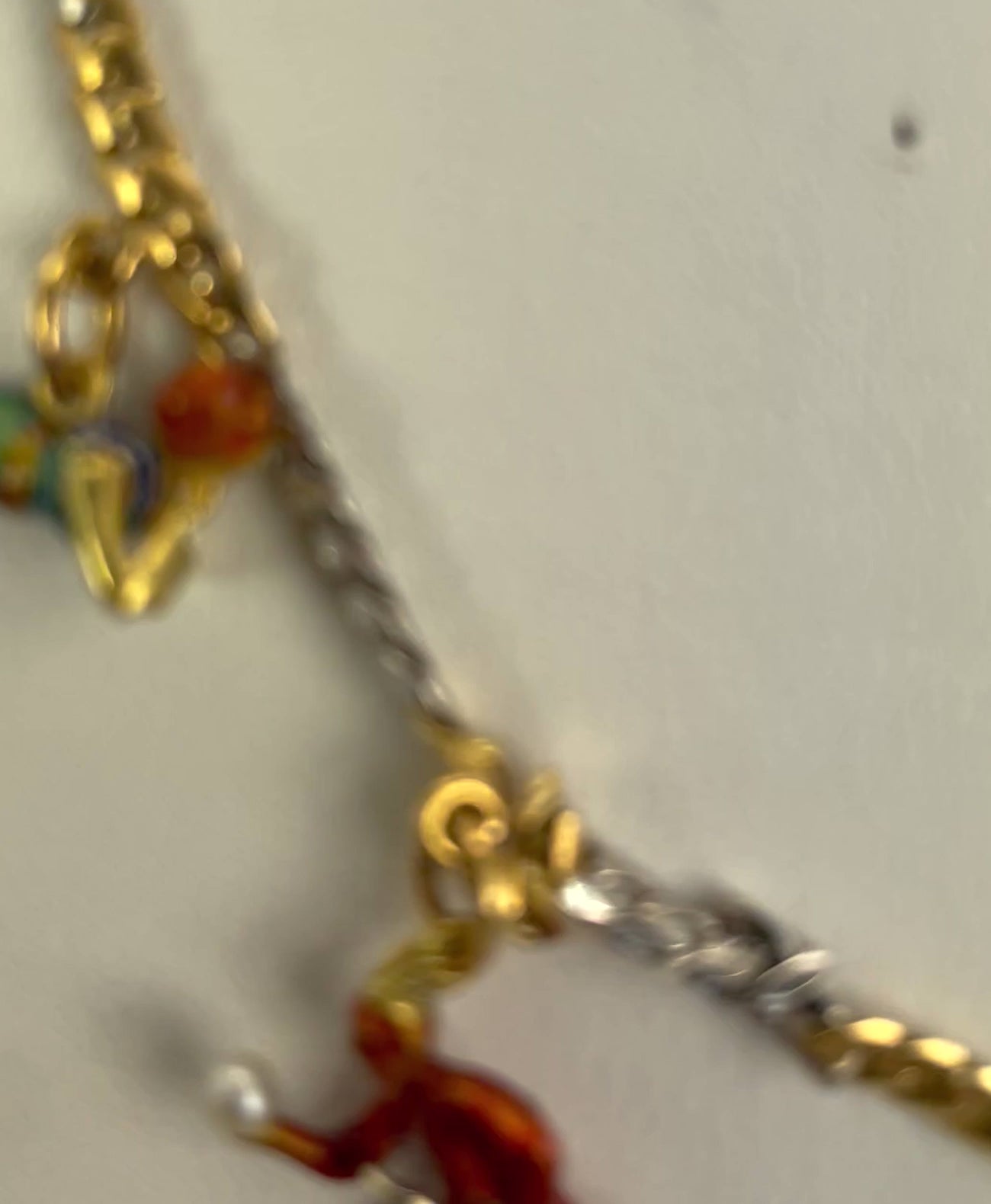 French Platinum & 18K Enamel Charm Necklace