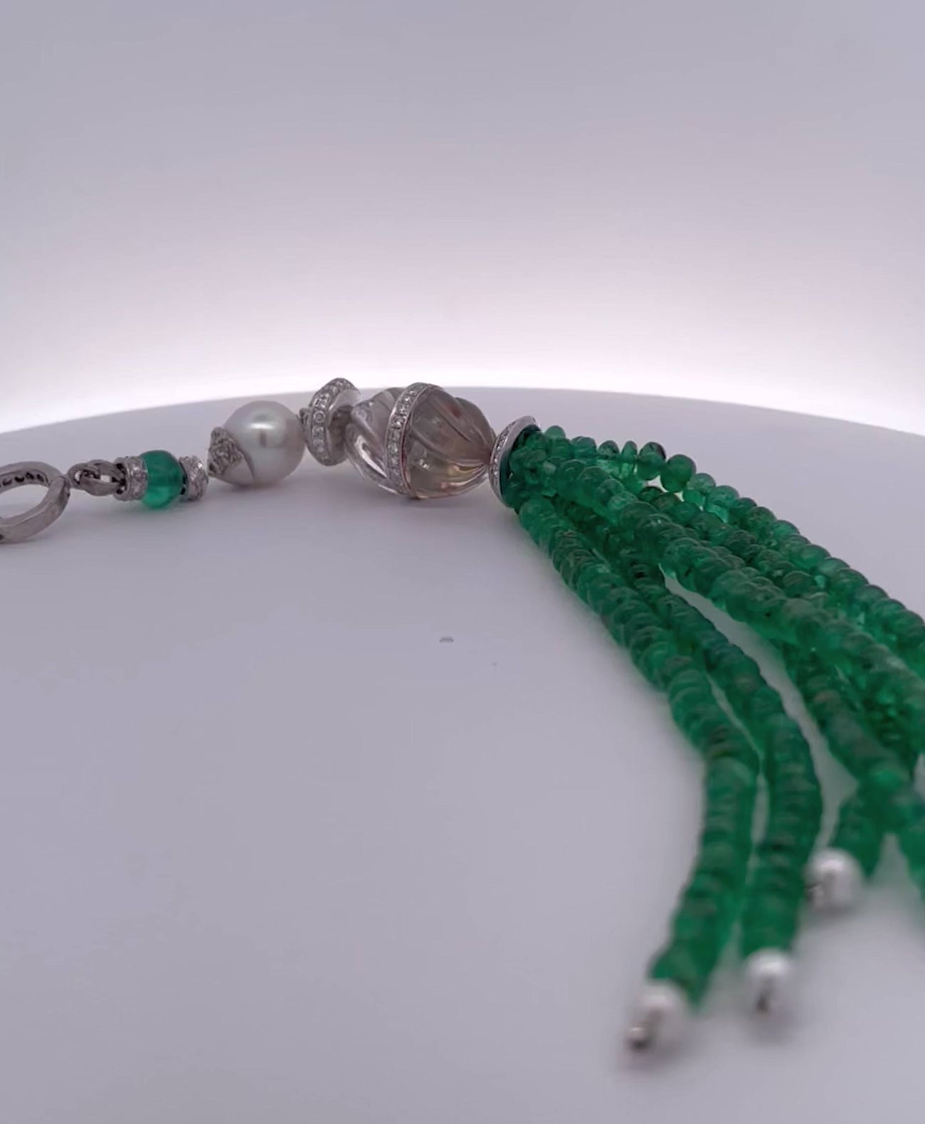 Sapphire Moonstone Diamond Drop Necklace 18K
