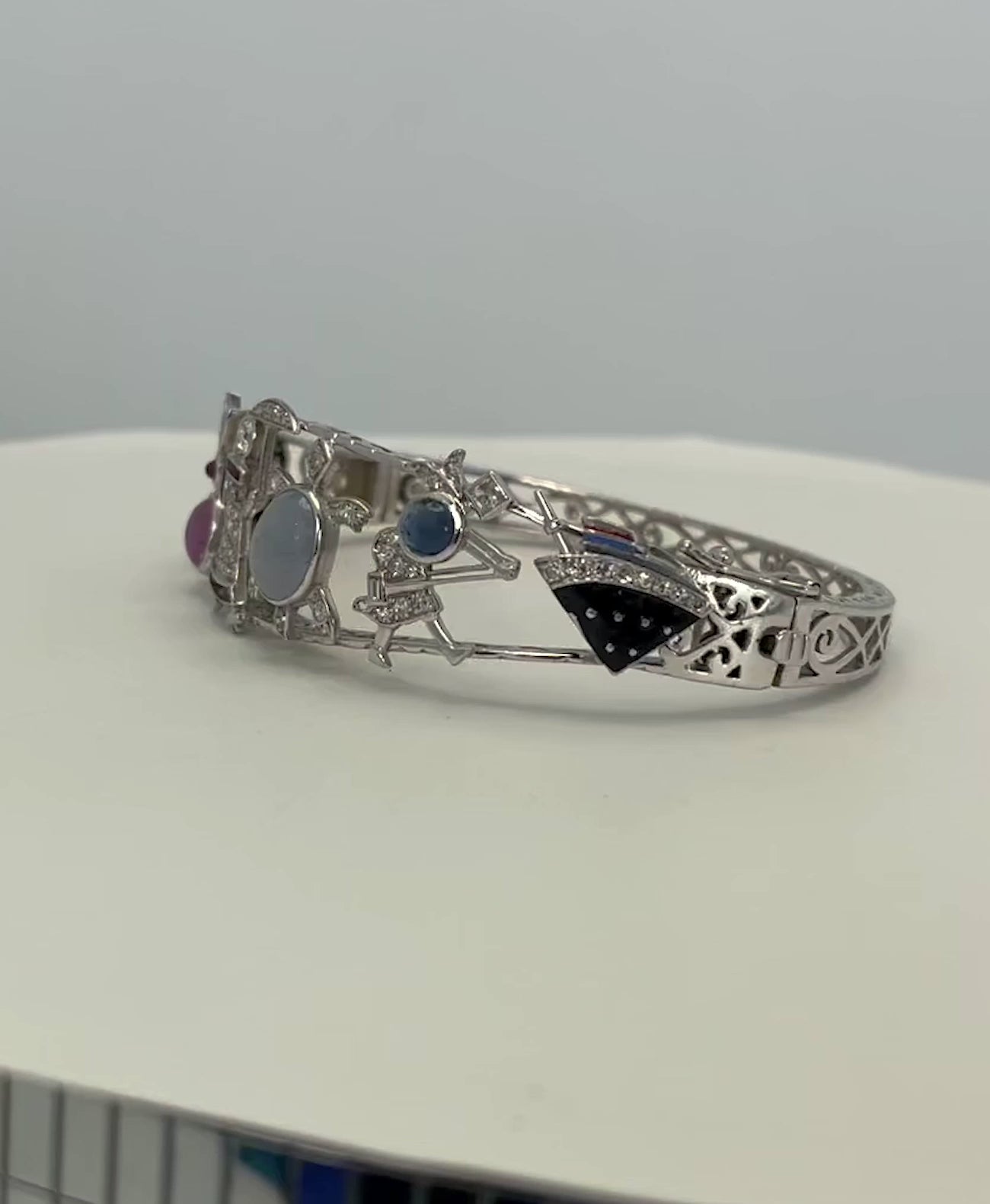 Art Deco Platinum Charms on Bracelet