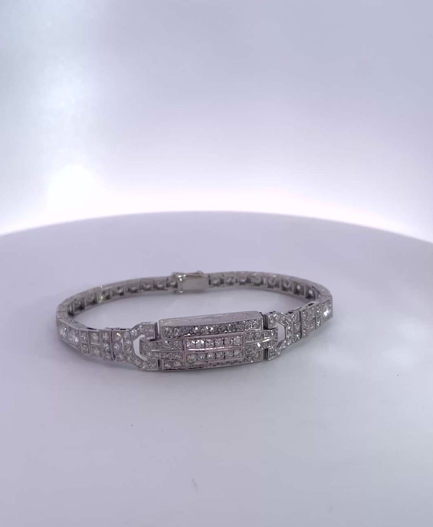 Art Deco Platinum 14K White Gold Diamond Bracelet