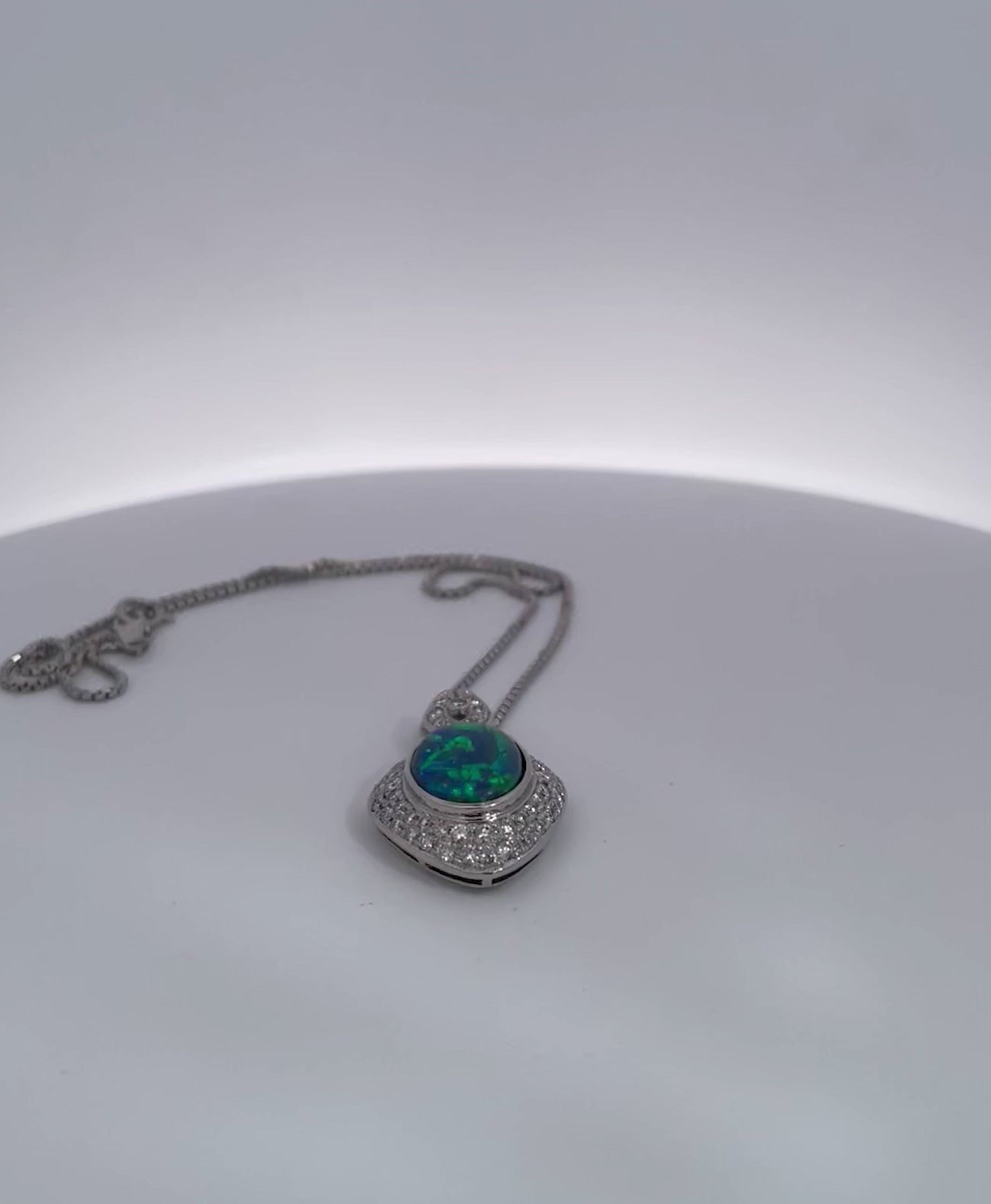 Black Opal Platinum Diamond Pendant