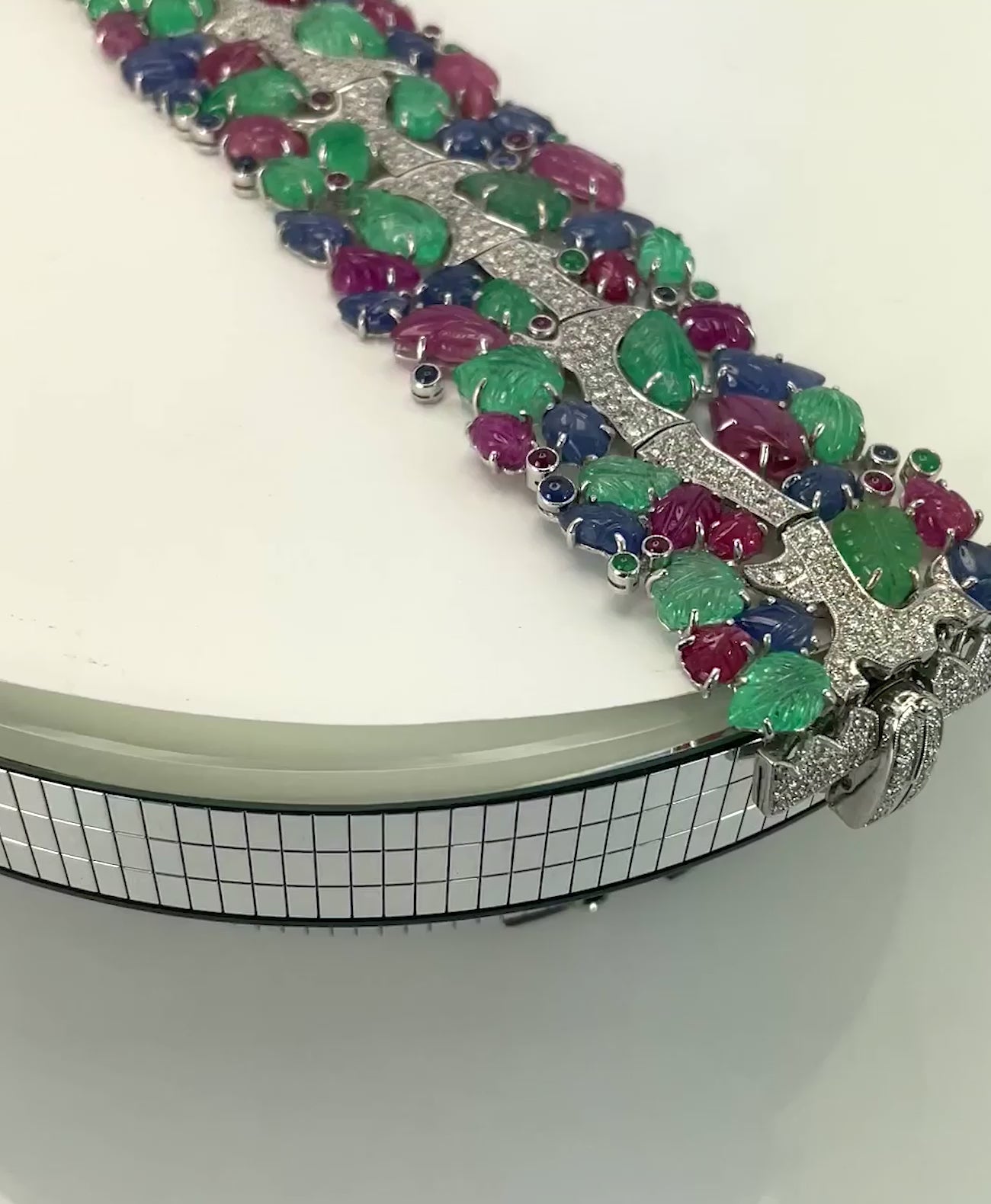 Tutti Frutti Carved Stones Diamond Bracelet video