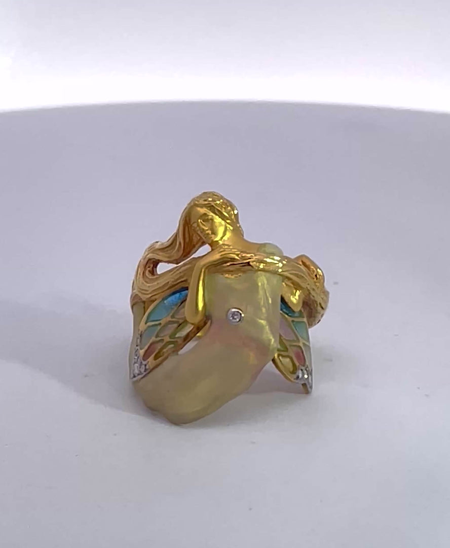 Masreira Mermaid Enamel Ring 18K