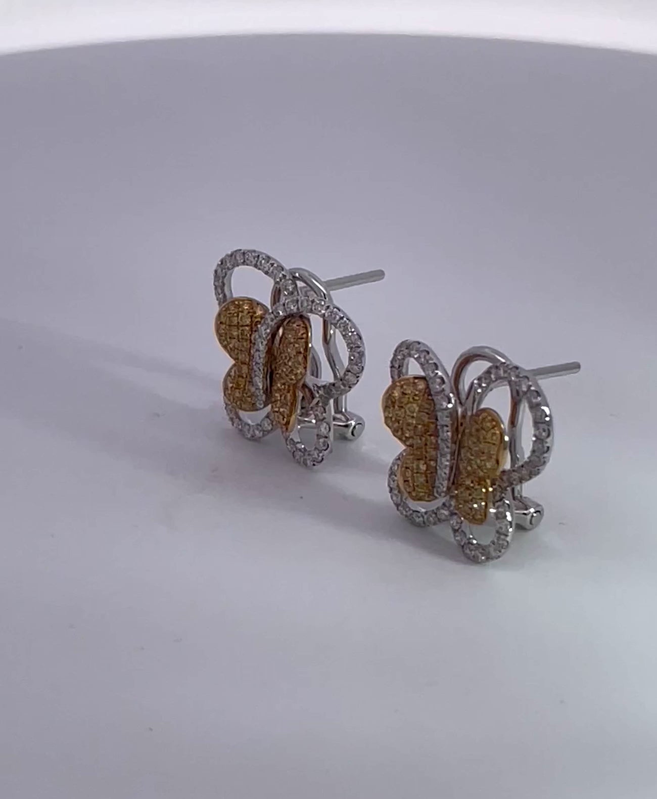 Yellow & White Diamond Butterfly Earrings