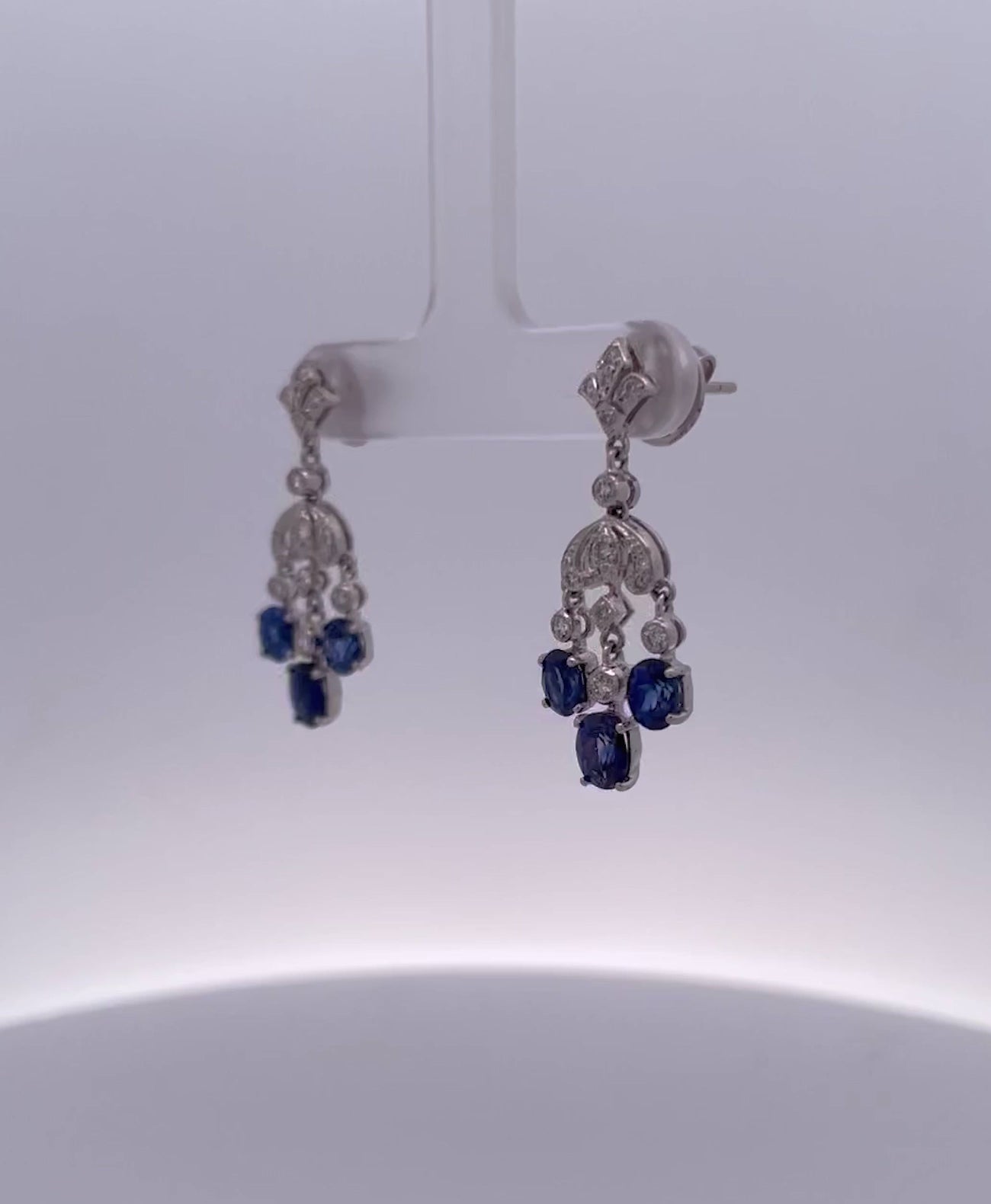 Blue sapphire and diamond tassel earrings