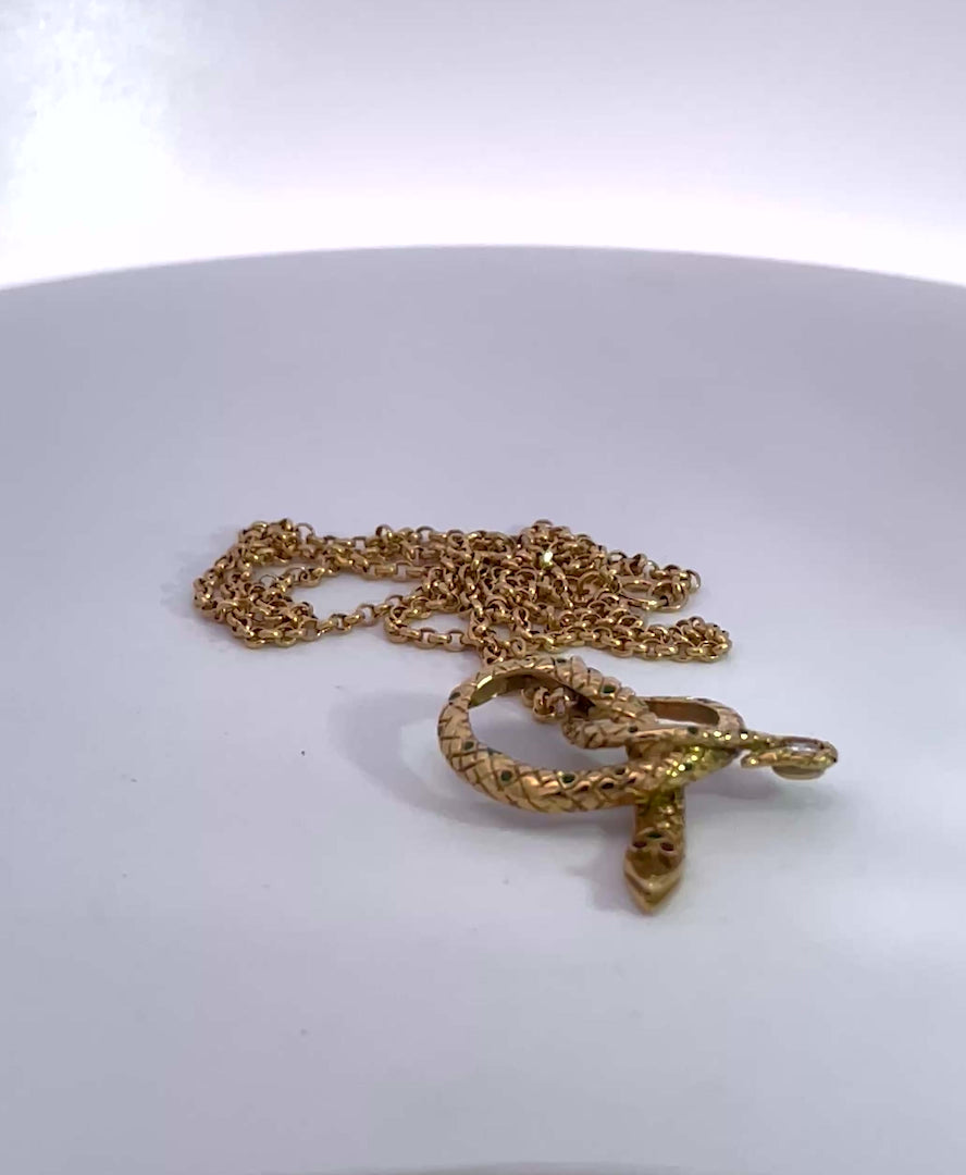 Snake Pendant on 18K Gold Chain