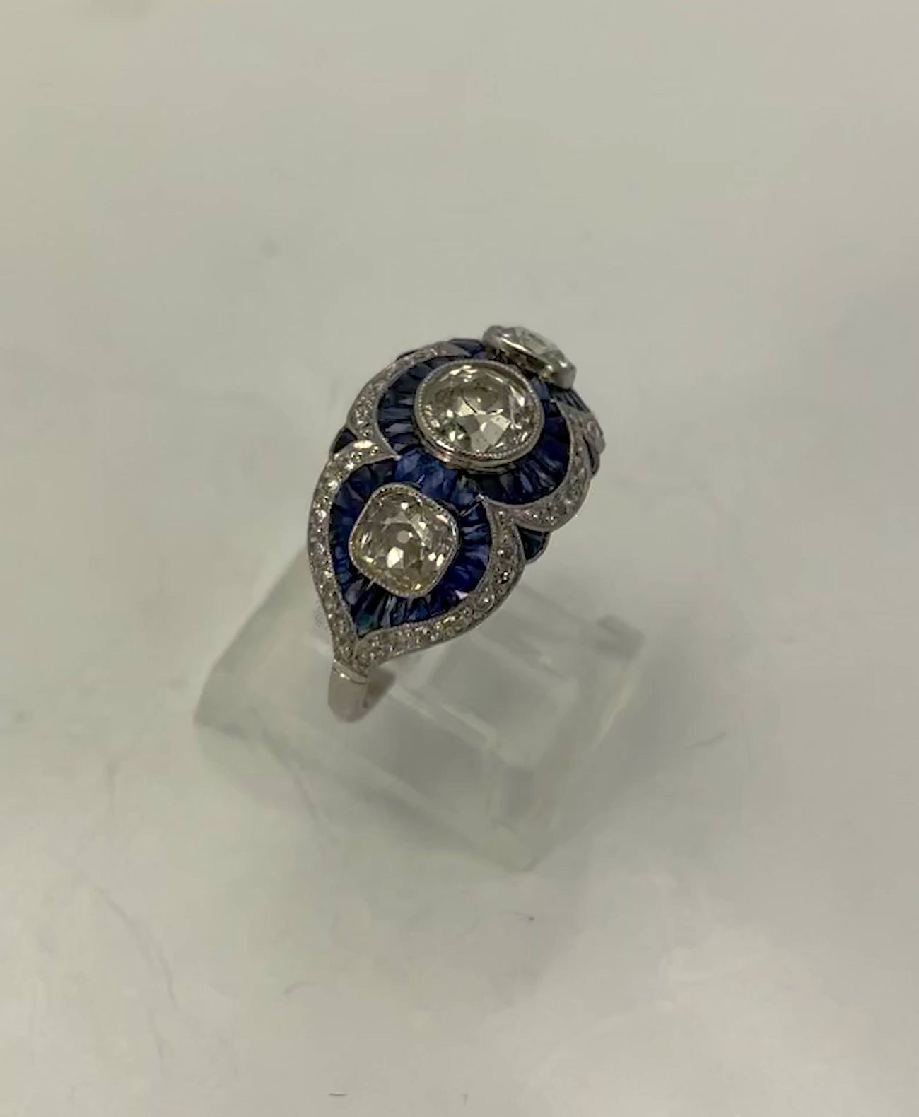 Deco Platinum Sapphire Diamond Ring Circa 1920'S 3.28 Carats