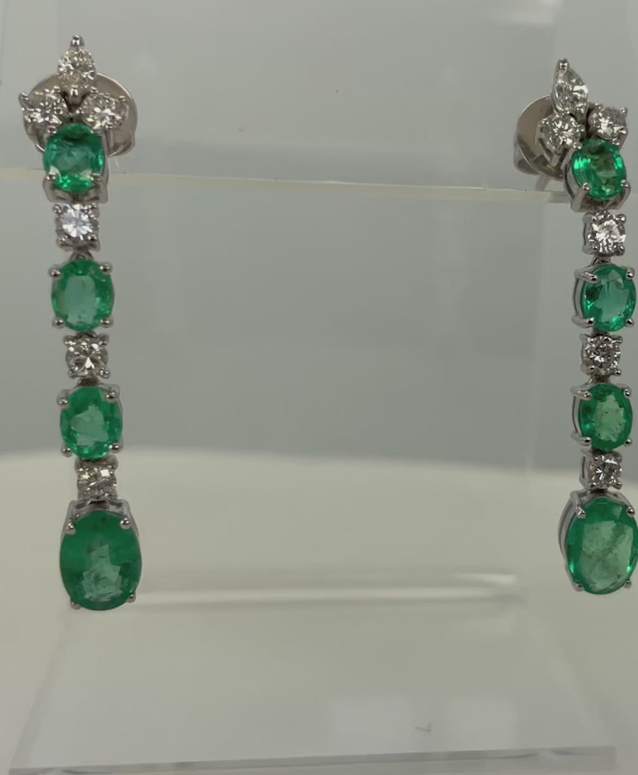 Emerald Drop Dangle Earrings 18K
