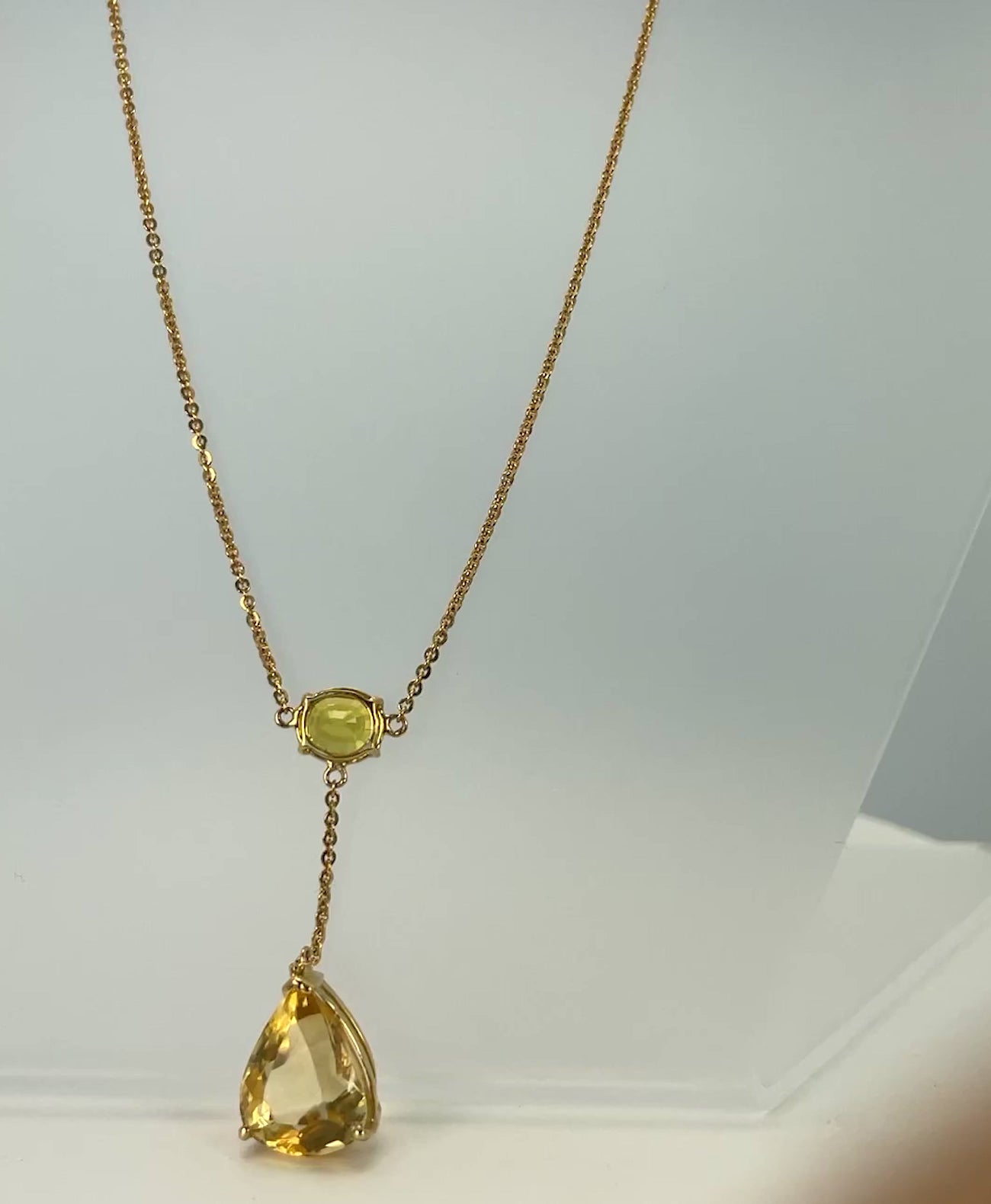 Citrine Double Drop Necklace in 18K Gold